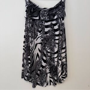 VTG Y2K Sharon Max Sz. L  Skirt Fold Waist Animal Print Patchwork Stretchy Midi